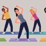 Participants performing stretching and fitness exercises during Fitness Class with Rubi at Worth Township.