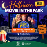 Chicago Ridge Halloween Movie in the Park featuring Hocus Pocus on Saturday, October 3, 2026, at 7:00 PM at Freedom Park.