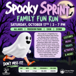 Spooky Sprint Family Fun Run at Freedom Park on Saturday, October 17, 2026, from 3:00 PM to 7:00 PM for all ages.