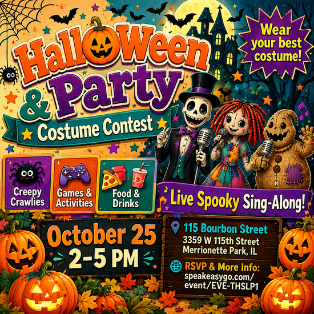 Celebrate Halloween with a kids costume contest, games, creepy crawlies, pumpkin decorating, live entertainment and family fun on October 25.